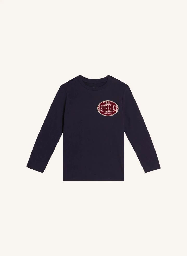 Stella McCartney Kids - Stella تيشيرت من قطن عضوي بأكمام منفوخة | أزرق داكن