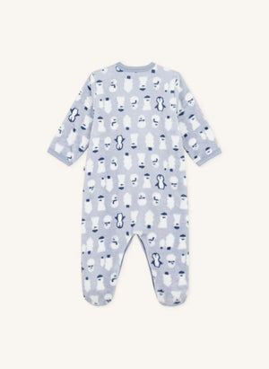 Petit Bateau - Polar Kardan Adamlar Tulum Pijama | Gri Mavi