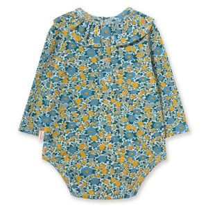Tinycottons - Organik Pamuklu Fitilli Çiçek Desenli Body | Mavi