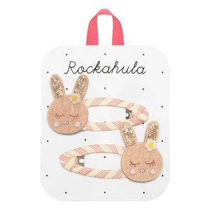 Rockahula Kids - 2 Parça Çizgili Tavşan Toka Seti | Soluk Pembe