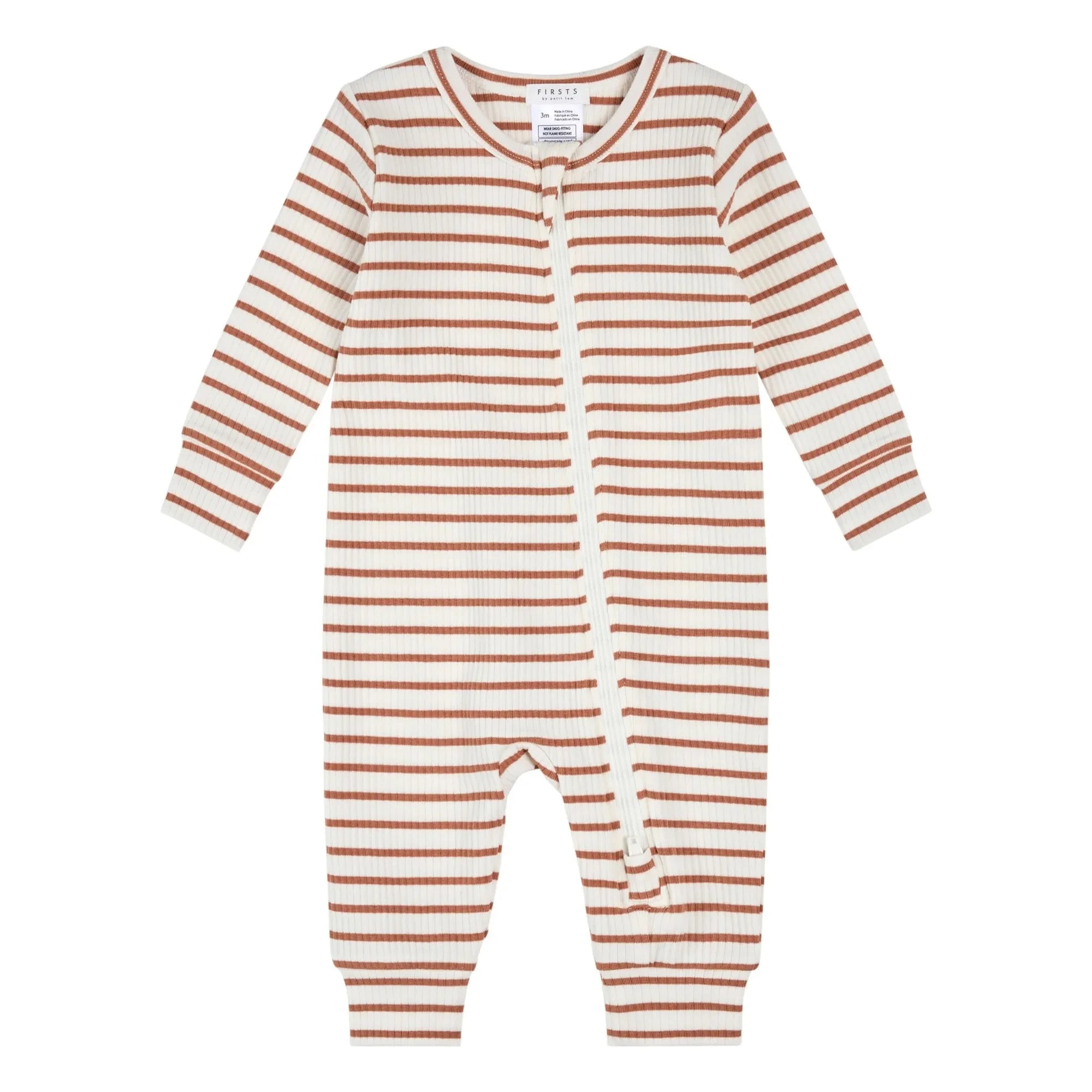 Petit Lem - Çizgili Fitilli Organik Pamuk ve Modal Ayaklı Pijama | Kil