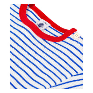Petit Bateau - Çizgili Petek Dokulu Tişört | Ekru