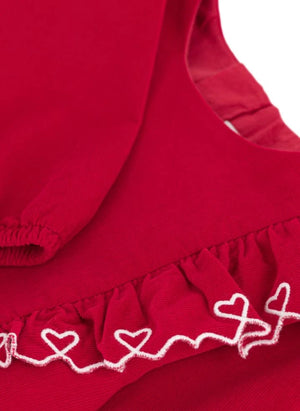 Petit Bateau - Organik pamuklu fırfırlı elbise | Kırmızı