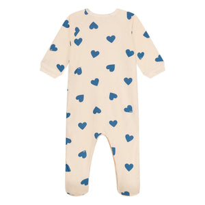 Petit Bateau - Kapüşonlu Fermuarlı Polar Kalp Desenli Pijama | Bej