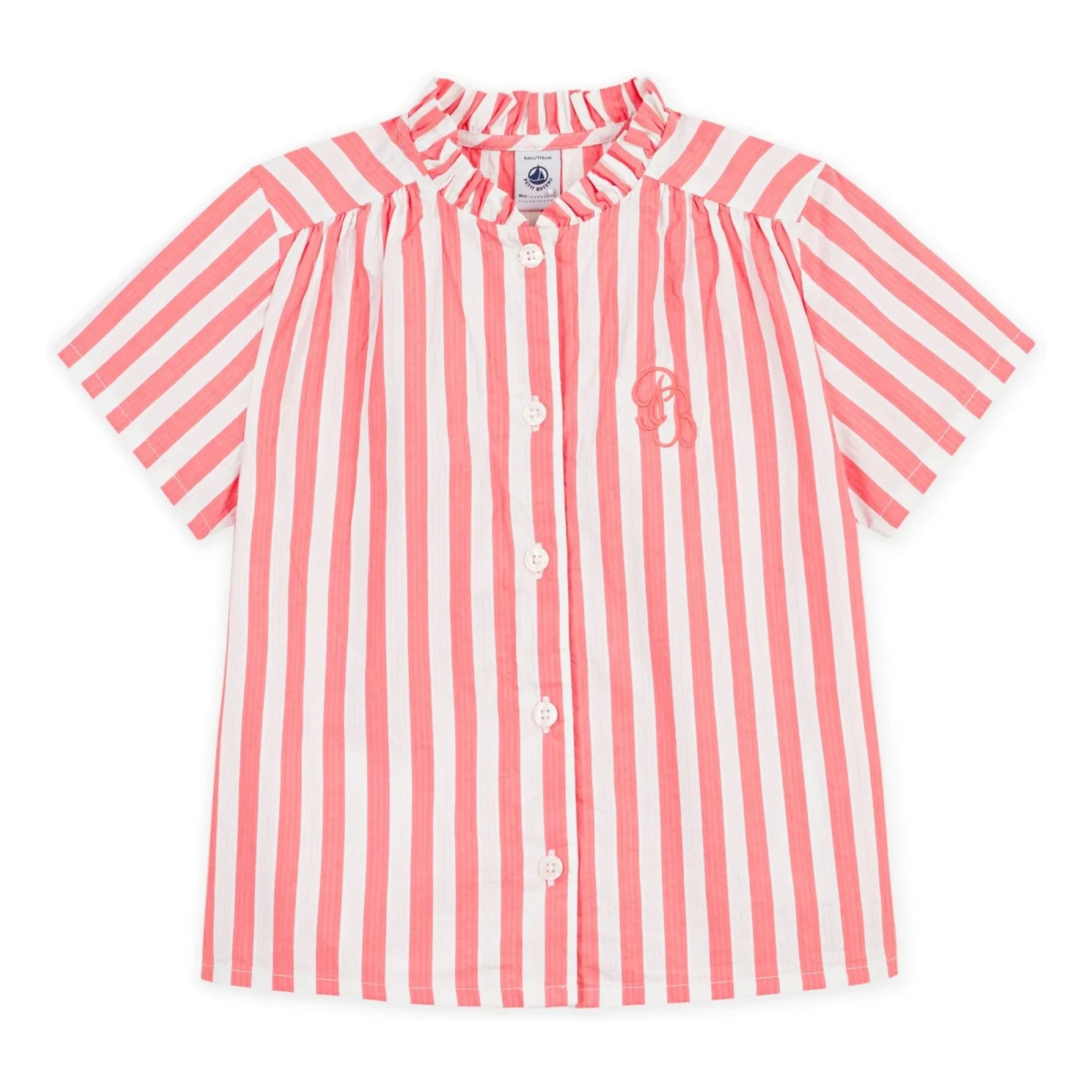 Petit Bateau - Çizgili Organik Pamuk Bluz | Mercan