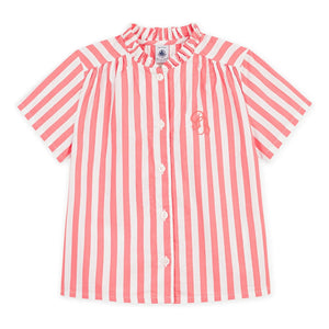 Petit Bateau - Çizgili Organik Pamuk Bluz | Mercan