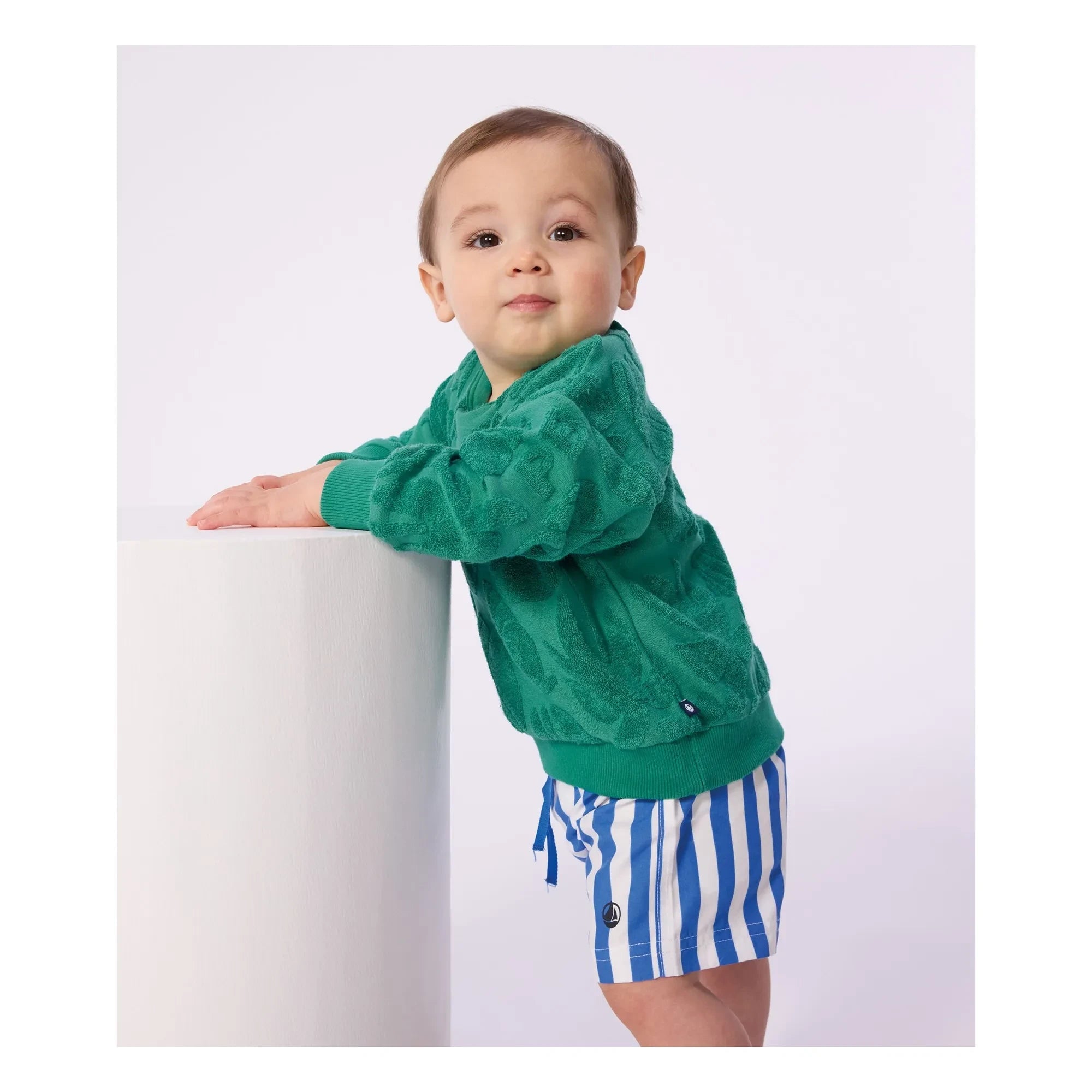 Petit Bateau - Bebek Çizgili Geri Dönüştürülmüş Elyaf Mayo Şortu | Mavi