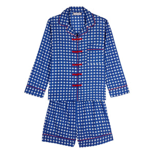 Maria de la Orden - Ekose Cali Pamuk Pijama | Kraliyet mavisi