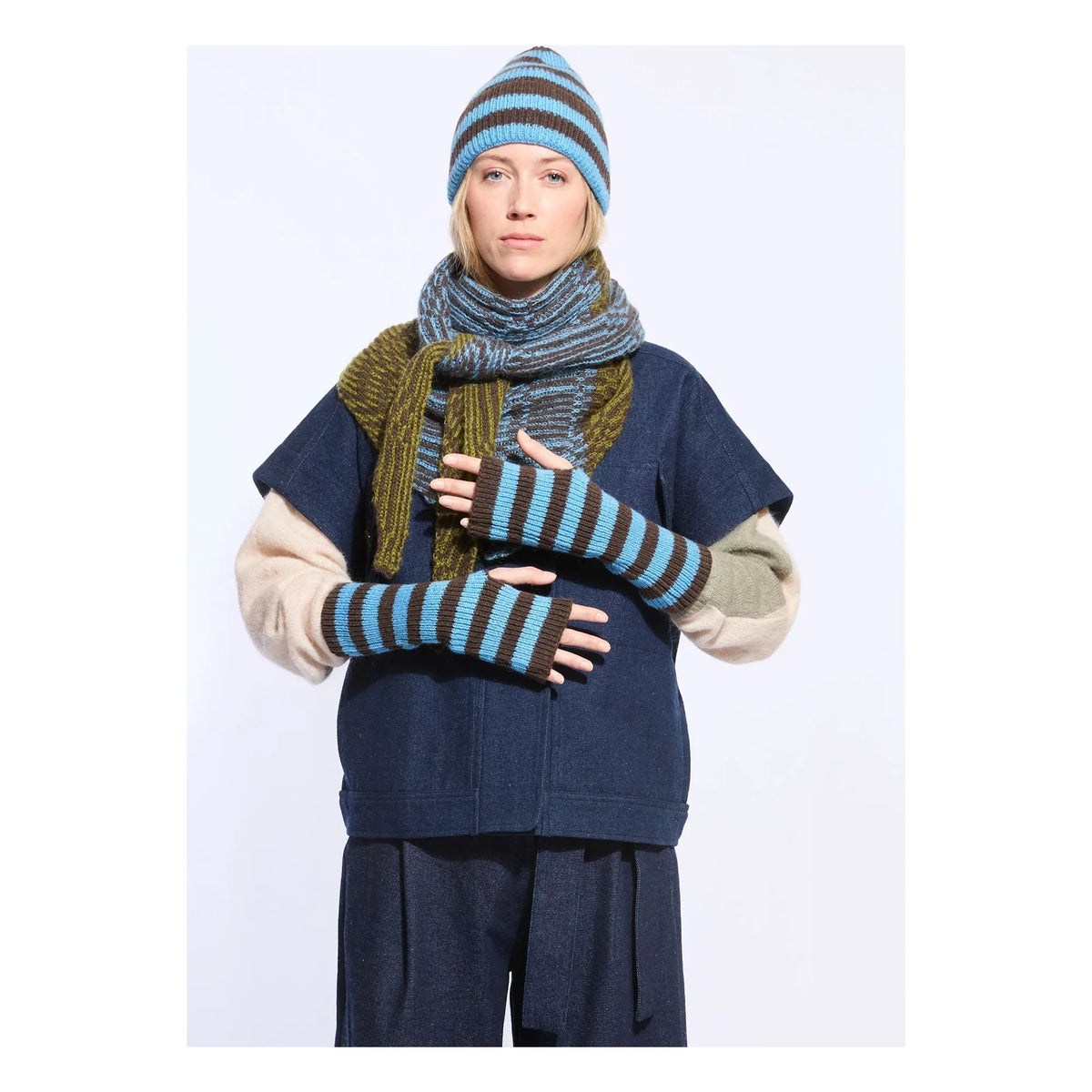 Mapoésie - Oda Wool قفازات مخططة | Mavi