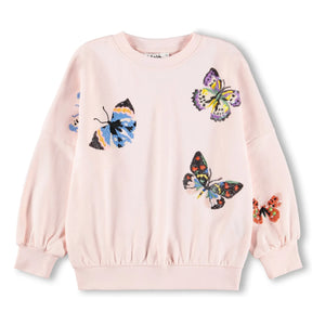 Molo - Marika kelebekler organik pamuk sweatshirt | Açık Pembe