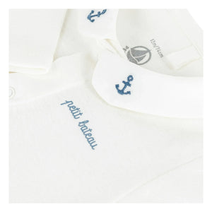 Petit Bateau - Organik Pamuk İşlemeli Yaka Body | Mavi