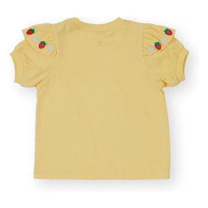 Goldie + Ace - Çilek detaylı fırfırlı T-shirt | Sarı
