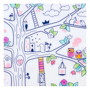 Superpetit - 5 keçeli kalem ve "Pembe Sihirli Ağaç" bileklikli boyama masa örtüleri