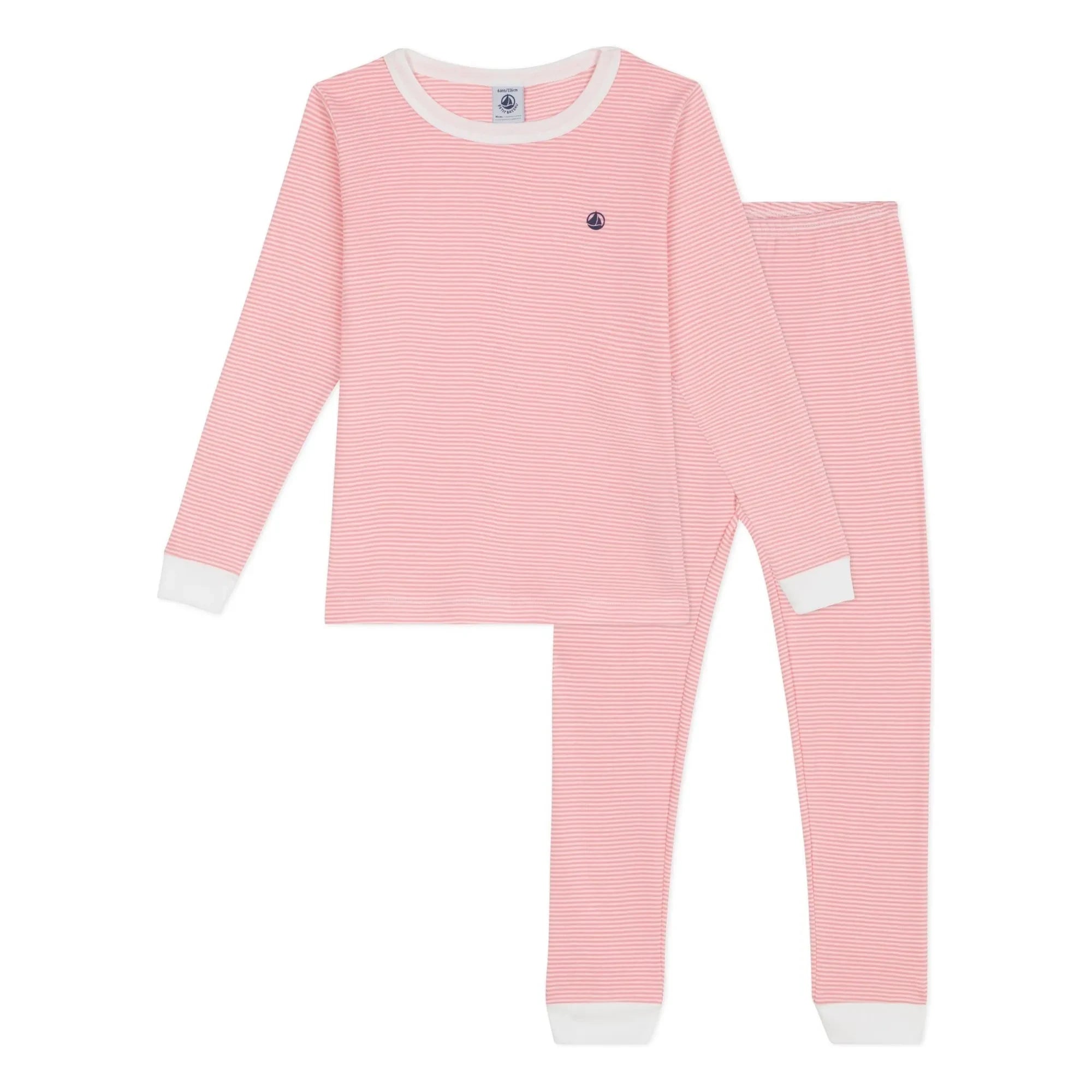 Petit Bateau - Milleraies Organik Pamuklu Dar Kesim Çizgili Pijama | Kırmızı