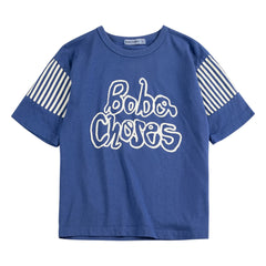 Bobo Choses - Bobo Choses Çizgili Organik Pamuklu Tişört | Mavi