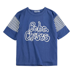 Bobo Choses - Bobo Choses Çizgili Organik Pamuklu Tişört | Mavi