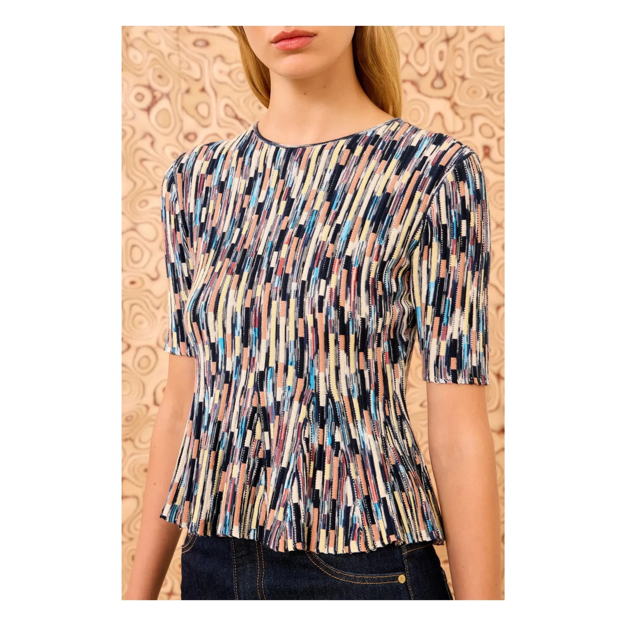 Ulla Johnson - Samira örgü T-shirt | Mavi