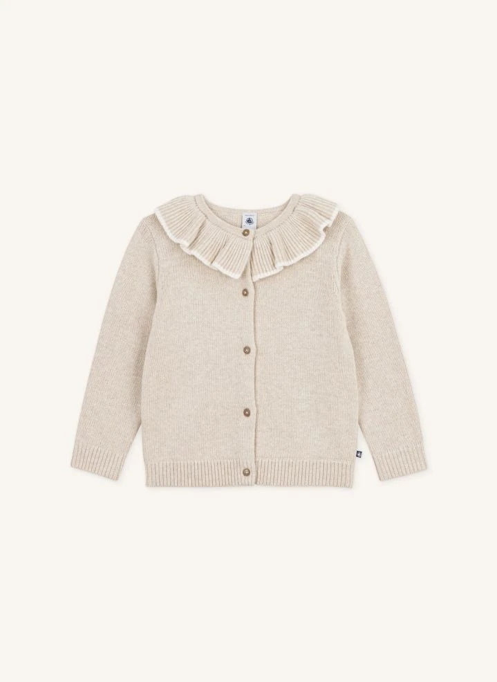 Petit Bateau - كارديغان بياقة صوفية | Heather بيج