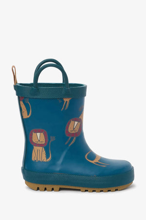 Dinossi - Kulplu Erkek Çocuk Lacivert Tatlı Aslan Yağmur Çizmesi - 28