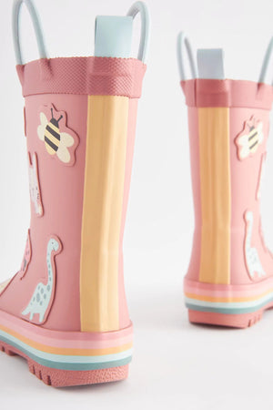 Dinossi - Soft Pembe Yumuşak Tabanlı Kız Çocuk Polarlı Yağmur Çizmesi - 29