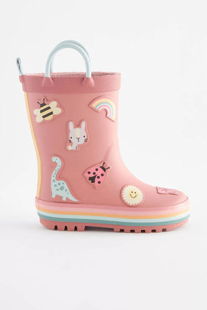 Dinossi - Soft Pembe Yumuşak Tabanlı Kız Çocuk Polarlı Yağmur Çizmesi - 30.5