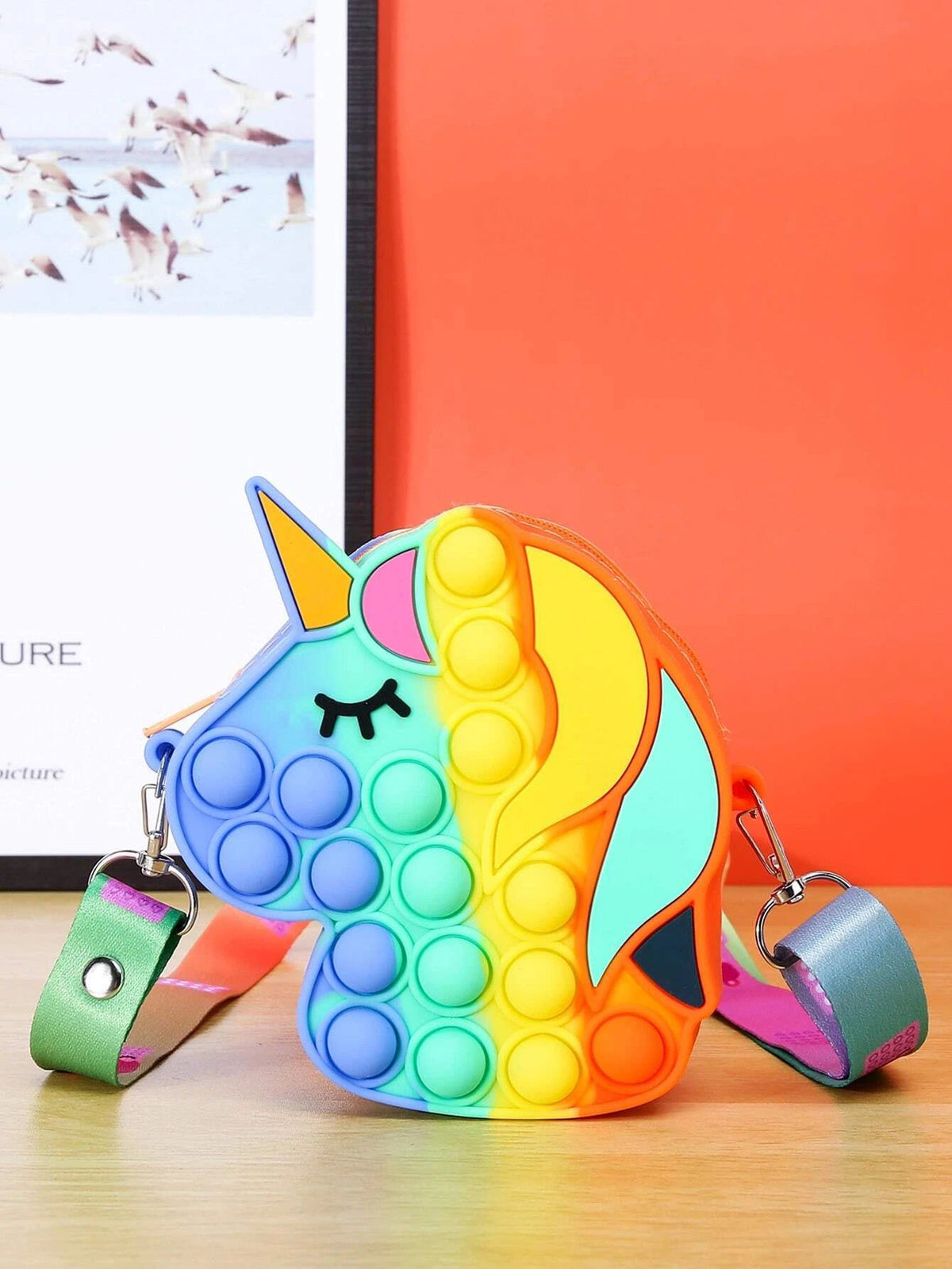 Dinossi - Unicorn Atı Şeklinde Popit Tasarımlı Kız Çocuk Omuz Çantası