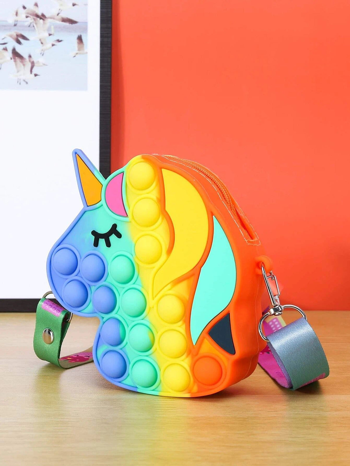 Dinossi - Unicorn Atı Şeklinde Popit Tasarımlı Kız Çocuk Omuz Çantası