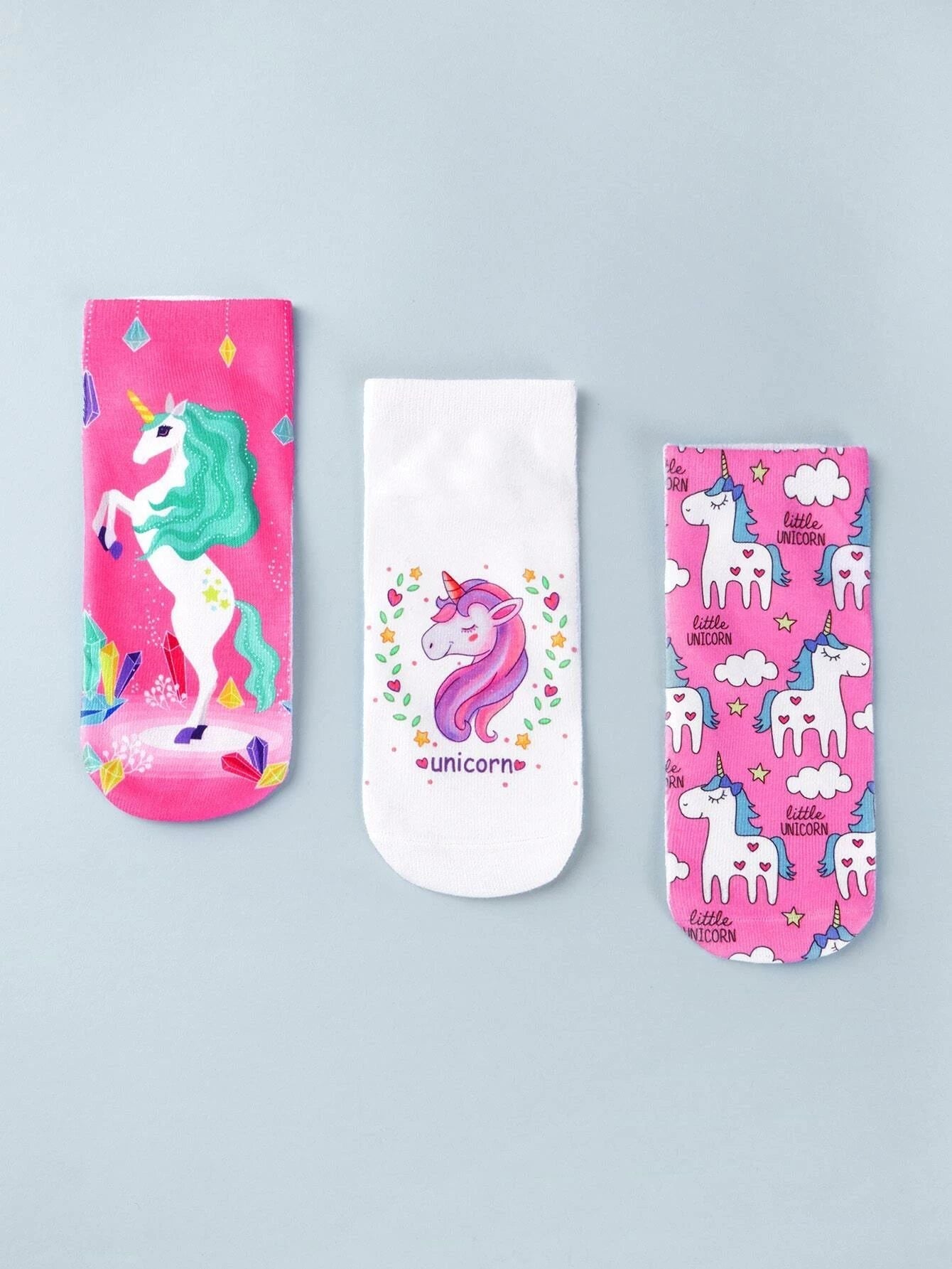 Dinossi - Unicorn Kız Çocuk 3'lü Çorap Seti