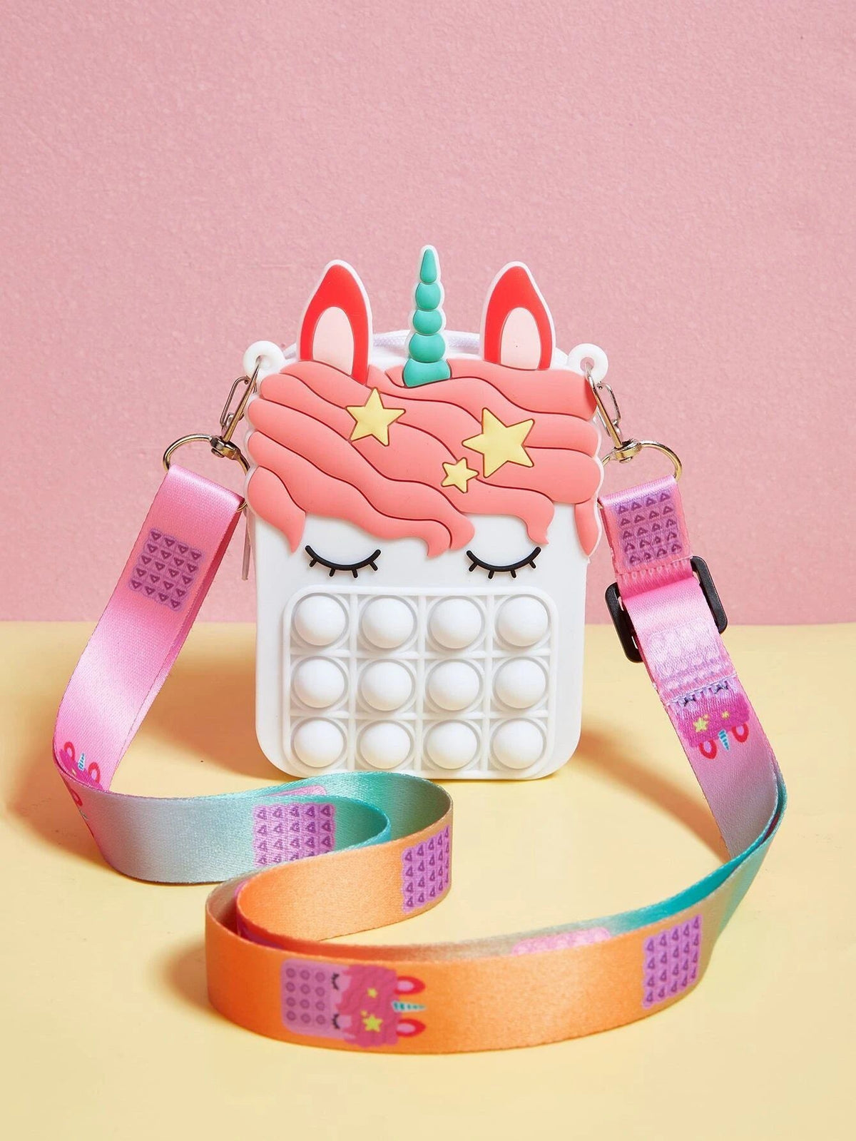 Dinossi - Unicorn Popit Tasarımlı Beyaz Kız Çocuk Omuz Çantası