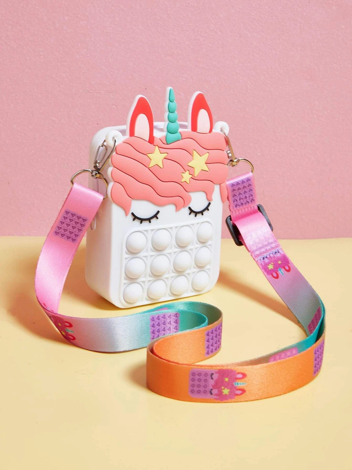 Dinossi - Unicorn Popit Tasarımlı Beyaz Kız Çocuk Omuz Çantası