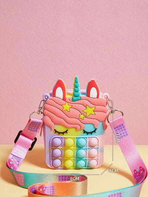 Dinossi - Unicorn Popit Tasarımlı Gökkuşağı Kız Çocuk Omuz Çantası