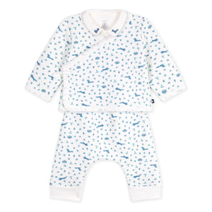 Petit Bateau - Organik Pamuklu Tilkiler Body, Örtü ve Pantolon Seti | Beyaz