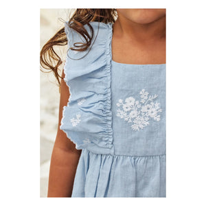Tartine et Chocolat - İşlemeli Feston Elbise | Azure blue