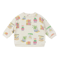 Arsène et Les Pipelettes - Organik pamuklu bebek palm sweatshirt | Heather beige