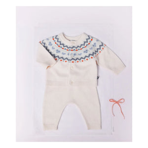 Petit Bateau - Yün Jakarlı Hırka ve Pantolon Takımı | Mavi