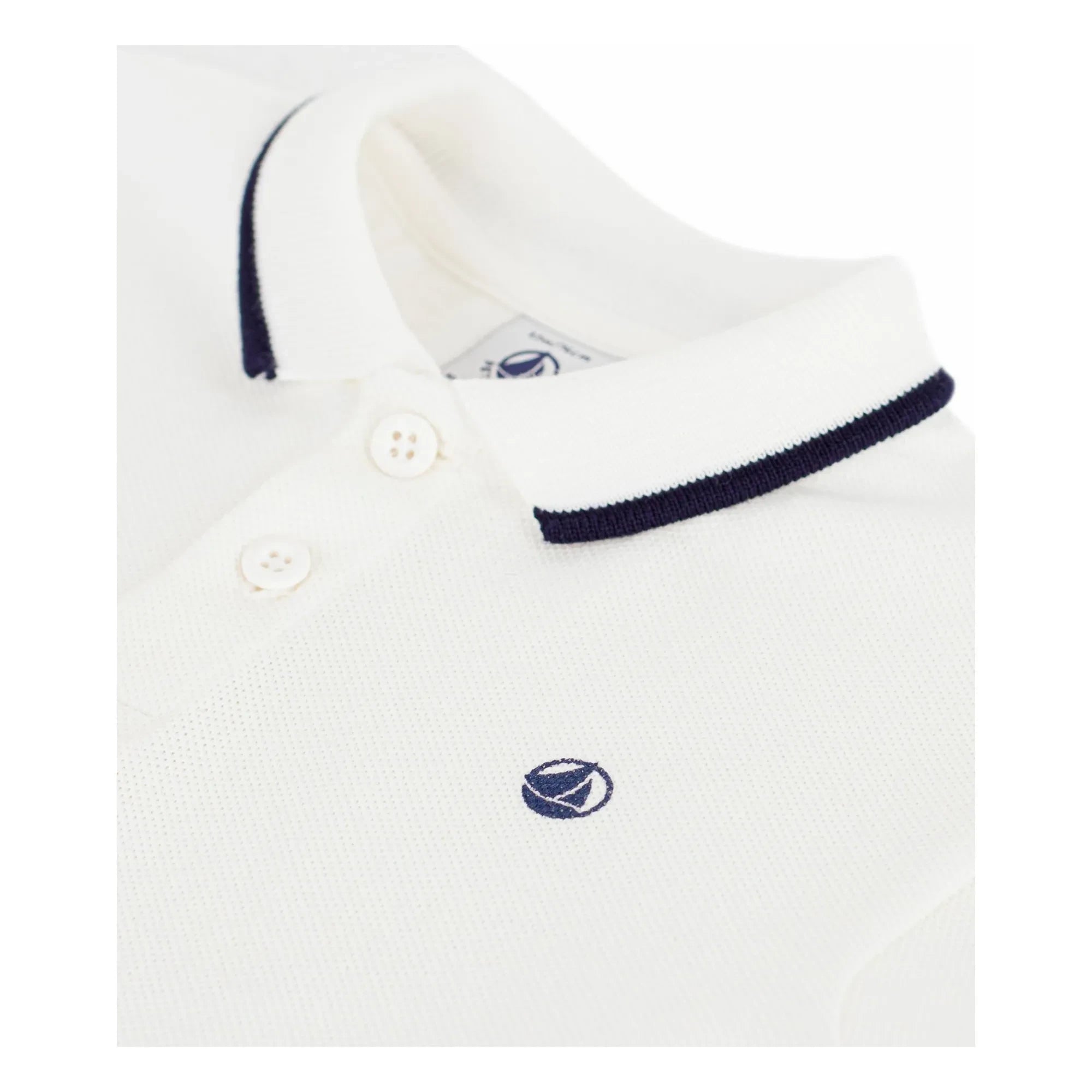 Petit Bateau - Organik pamuklu bebek polo tişört | Beyaz
