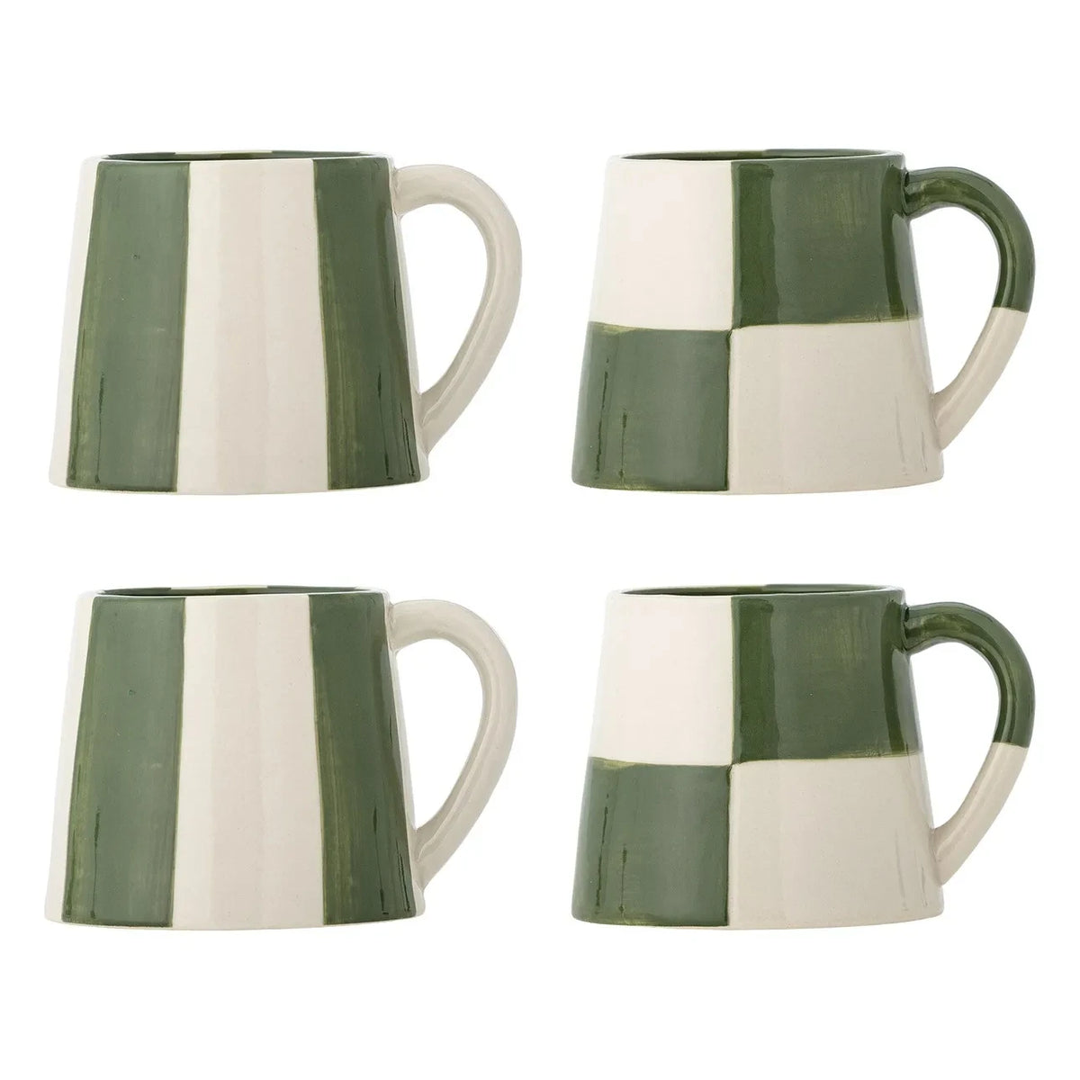 Bloomingville - Floki Stoneware Mugs - طقم من 4 | أخضر