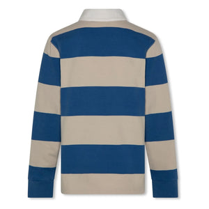 AO76 - Davey Çizgili Pamuk Geri Dönüştürülmüş Polo Sweatshirt | Mavi