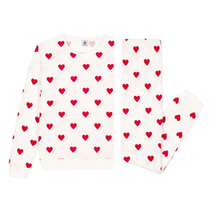 Petit Bateau - Kalp Pijama Seti - Kadın Koleksiyonu | Beyaz