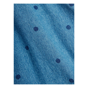 Mini Rodini - Organik Pamuklu Puantiyeli Denim Elbise | Mavi