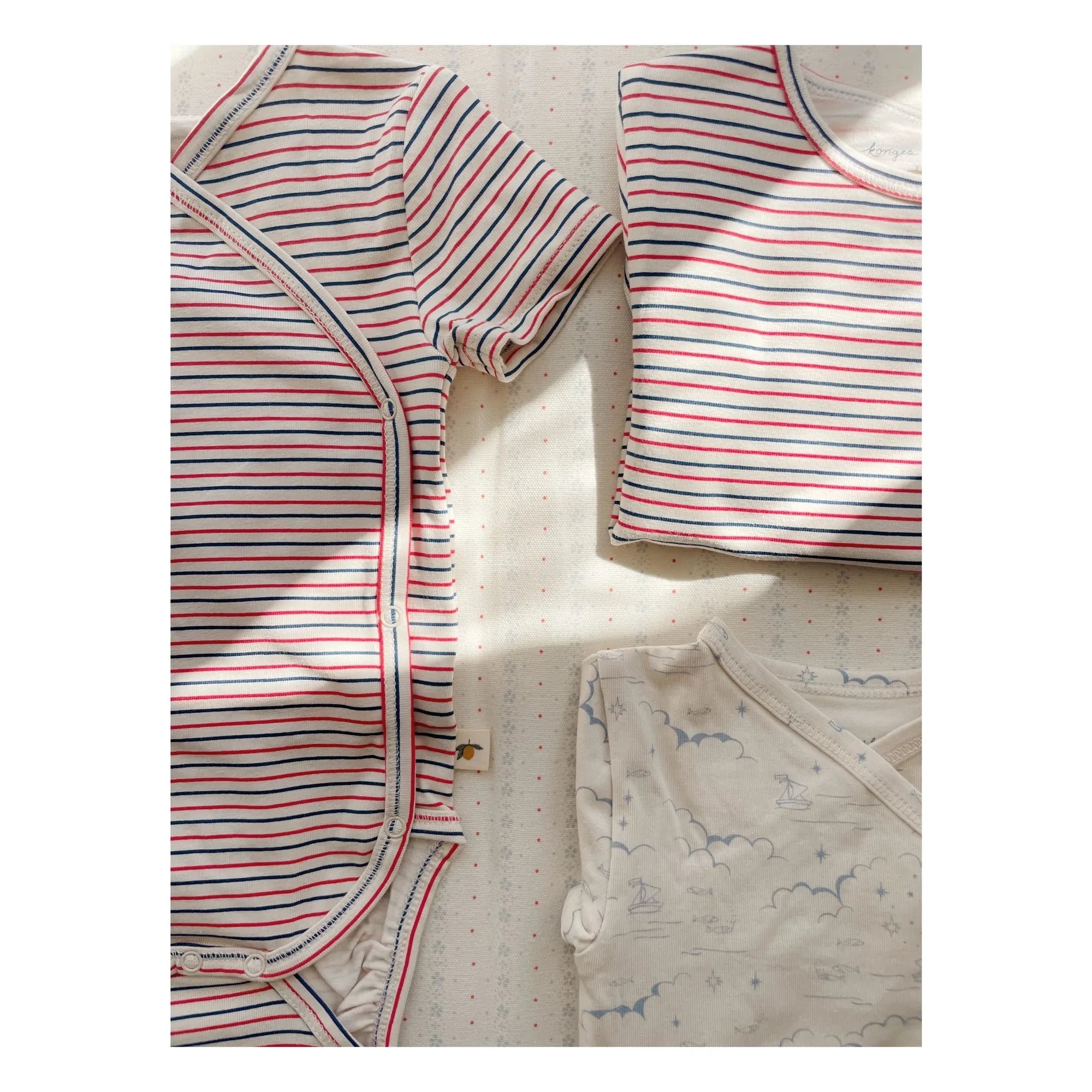 Konges Sløjd - Çizgili Organik Pamuk Kısa Kollu Body | Kırmızı