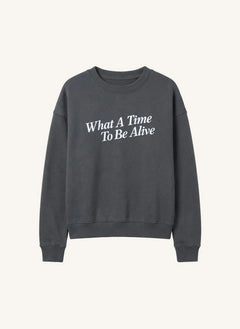 Cos I Said So - سويت شيرت قطن عضوي "What A Time" | رمادي