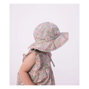 Petit Bateau - Organik Pamuk Poplin Çiçek Desenli Bebek Kapelin | Gri mavi