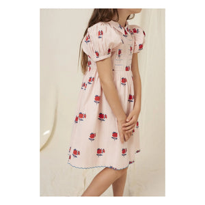 Bebe Organic - April Fleurs Puantiyeli Kol Elbise | Soluk Pembe