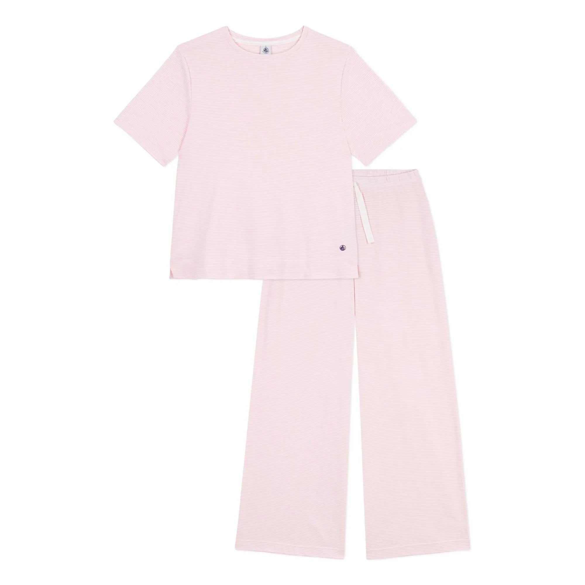 Petit Bateau - Çizgili Organik Pamuk Pijama | Pembe