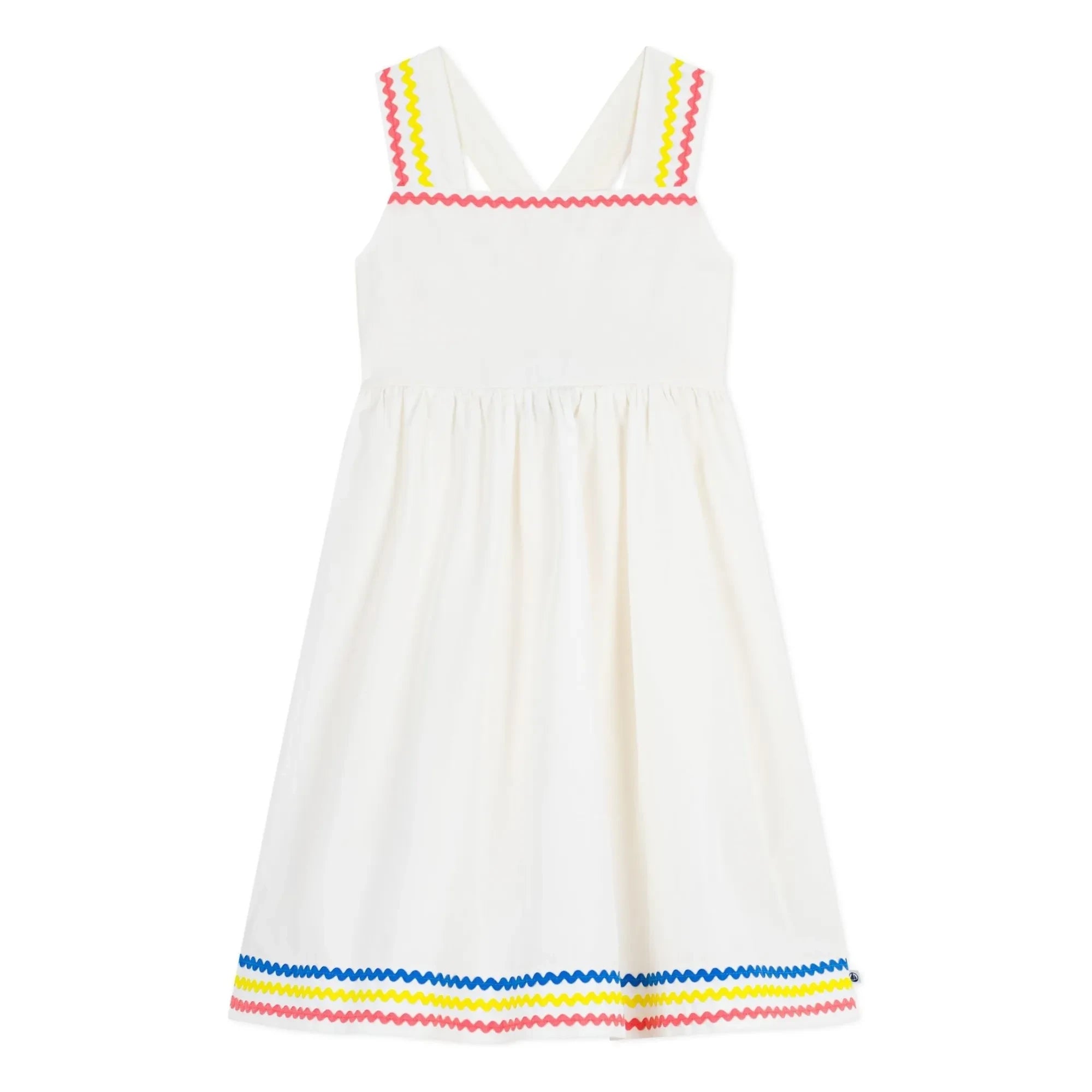 Petit Bateau - Organik Pamuk Poplin Askısız Elbise | Beyaz