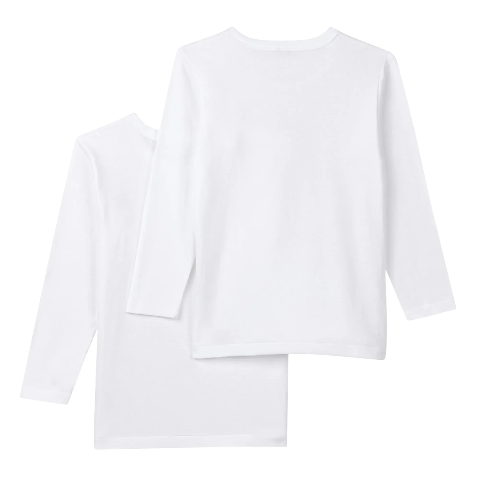 Petit Bateau - 2'li Organik Pamuk Uzun Kollu Tişört Seti | Beyaz