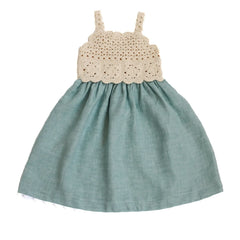 Kalinka - Elvina Tığ Örgü Keten Elbise | Açık Mavi