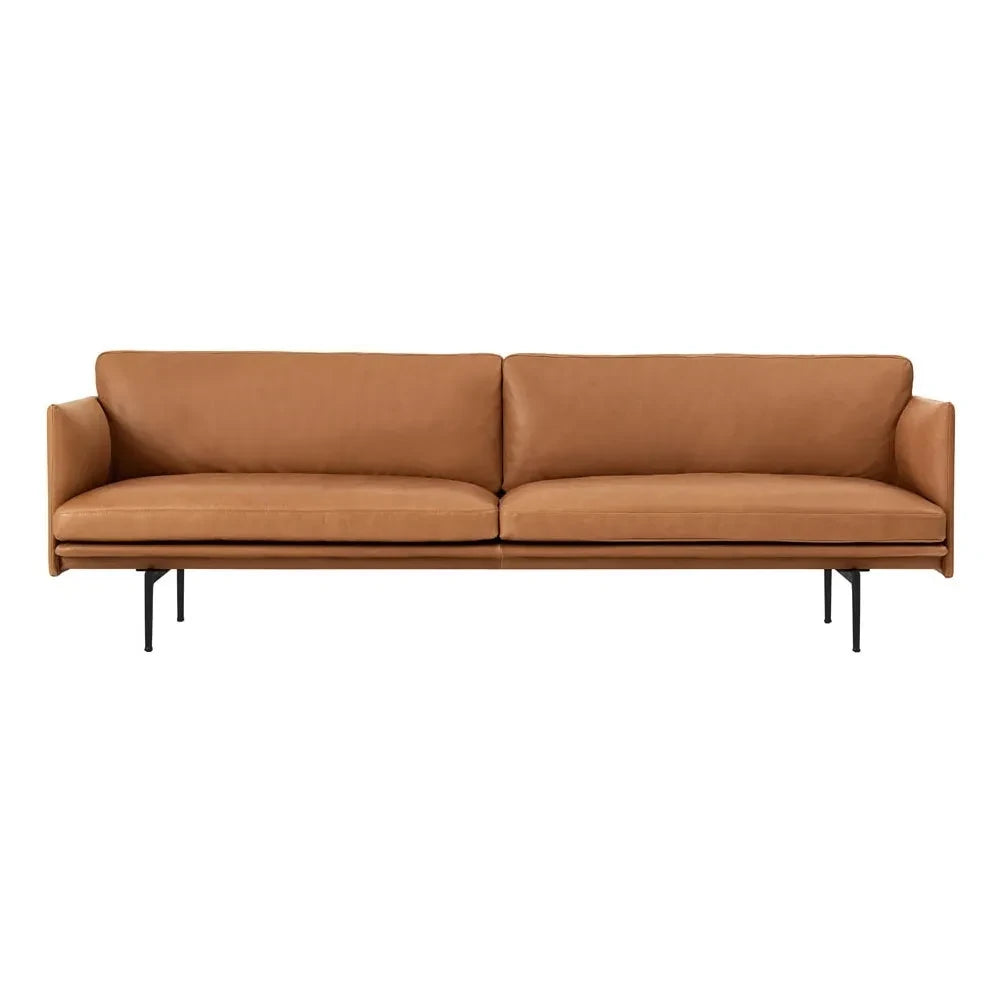 Muuto - Outline Deri 3 Kişilik Kanepe | Konyak