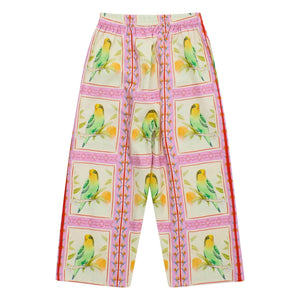 Maison Mangostan - Birds Patchwork Pantolon | Pembe